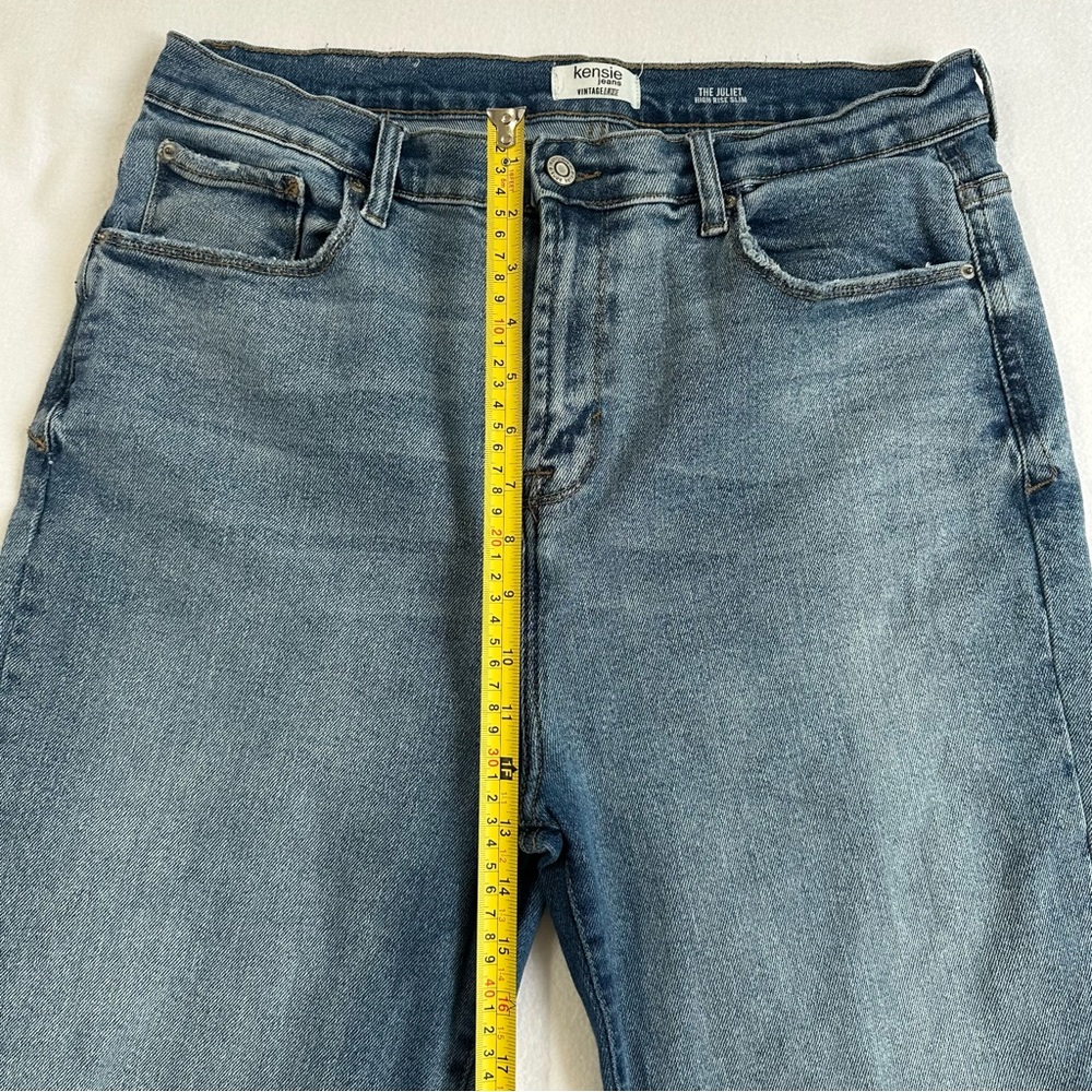 Kensie Jeans Vintage Luxe Juliet High Rise Slim Medium Wash Raw Hem Size 14 - Picture 6 of 13